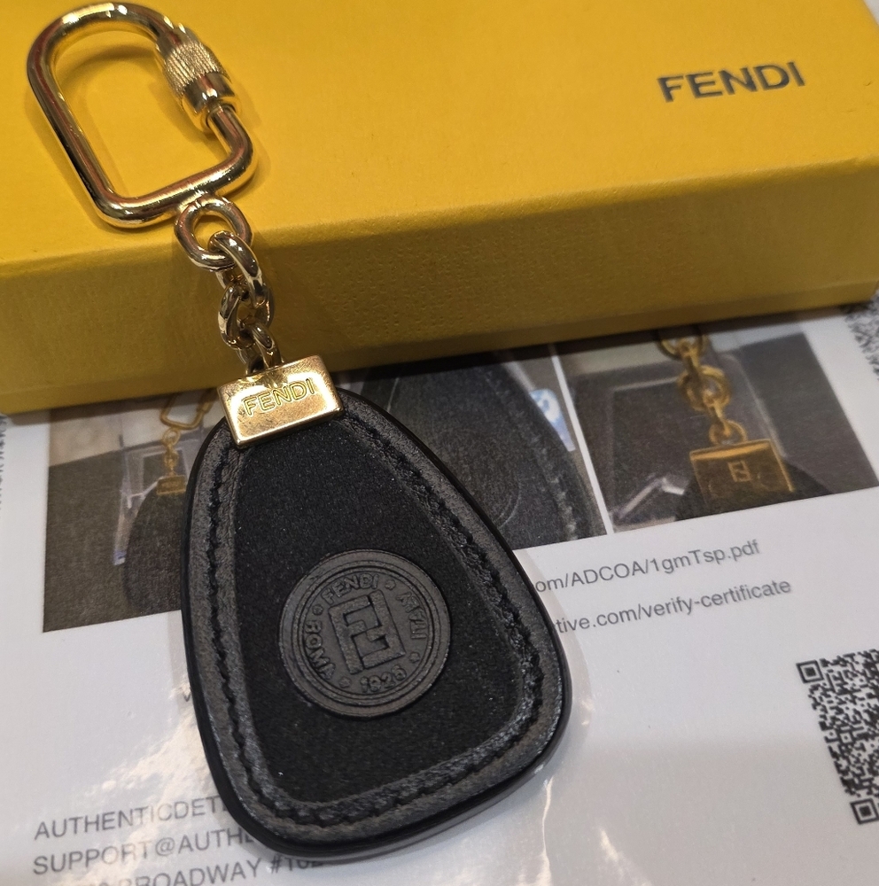 Fendi Leather Key Chain. Dust Bag, Box And COA